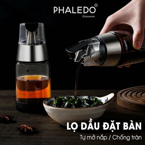 Bình Đựng Dầu, Nước Mắm, Nước Tương Thủy Tinh Borosilicate Nắp Tự Động Đóng Mở Phaledo (PL-0326)