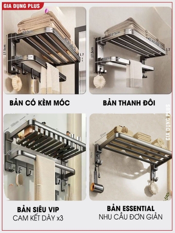 Giá kệ để khăn, để đồ nhà tắm ERMO đa dạng mẫu mã, thiết kế, kích thước và màu sắc, chất liệu nhôm hàng không cao cấp