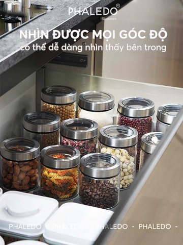 Hũ Thuỷ Tinh Có Nắp Inox, Lọ Thuỷ Tinh Nắp Inox Không Gỉ PHALEDO (P-0377)