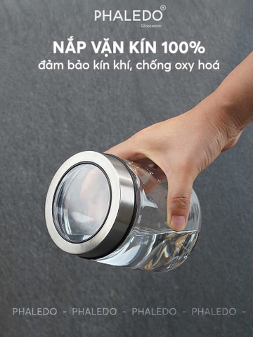 Hũ Thuỷ Tinh Có Nắp Inox, Lọ Thuỷ Tinh Nắp Inox Không Gỉ PHALEDO (P-0377)