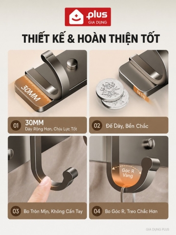 Móc Treo Dán Tường Chịu Lực LTENG Nhôm Không Gỉ, Thanh Móc Treo Quần Áo Nhà Tắm Không Khoan Vít