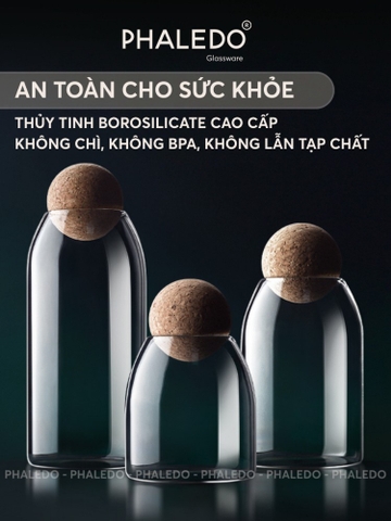 Lọ Thủy Tinh Borosilicate Chịu Nhiệt, Không Chứa Chì, Đa Năng Nắp Gỗ Keo - Nắp Viên Bi (P - 0370)