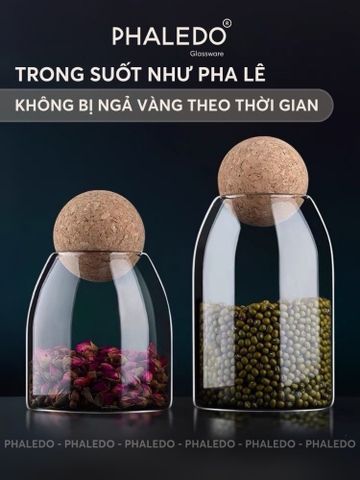 Lọ Thủy Tinh Borosilicate Chịu Nhiệt, Không Chứa Chì, Đa Năng Nắp Gỗ Keo - Nắp Viên Bi (P - 0370)