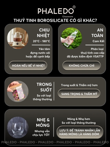 Hũ Thuỷ Tinh Nắp Kín Có Tay Cầm, Lọ Thuỷ Tinh Nắp Gỗ Borosilicate Chịu Nhiệt, Không Chứa Chì Cao Cấp PHALEDO (P-0361)