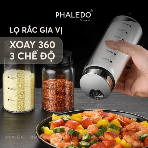 Lọ rắc gia vị tiêu, hạt nêm xoay 360 độ 3 chế độ bằng thuỷ tinh cao cấp boroslicate chịu nhiệt PHALEDO (P-0337)