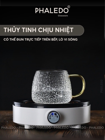 Cốc Thuỷ Tinh Harmer Chịu Nhiệt Borosilicate Có Quai Cầm, Ly Uống Nước Có Thể Đun Trên Bếp Hoặc Lò Vi Sóng - PHALEDO