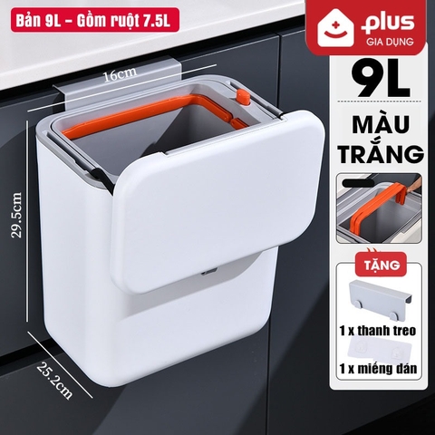 Thùng rác treo tường thông minh Besan - thùng rác treo cánh tủ bếp, treo tường nhà vệ sinh đa năng tiện lợi - Gia dụng Plus