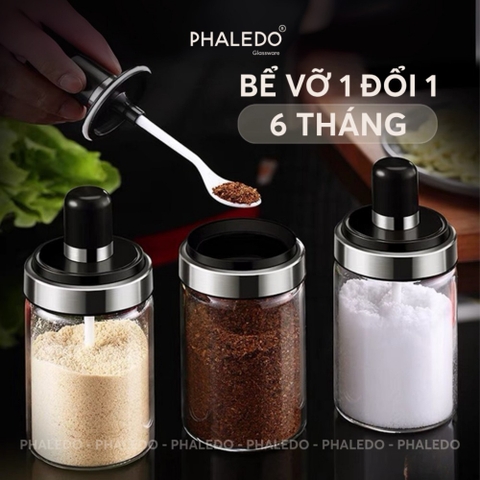 Lọ đựng gia vị thuỷ tinh nhà bếp, thuỷ tinh boro chịu nhiệt và chịu lực, thiết kế muỗng liền nắp thông minh LAZYDO P0322
