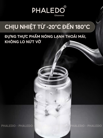 HŨ THỦY TINH BOROSILICATE CÓ VAN XẢ KHÍ, NẮP VẶN KÍN KHÍ, BẢO QUẢN THỰC PHẨM CHỐNG ẨM MỐC PHALEDO (PL-0374)