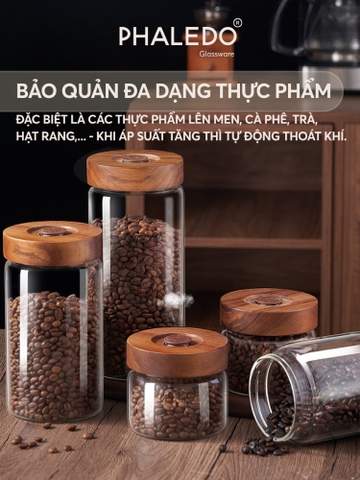 HŨ THỦY TINH BOROSILICATE CÓ VAN XẢ KHÍ, NẮP VẶN KÍN KHÍ, BẢO QUẢN THỰC PHẨM CHỐNG ẨM MỐC PHALEDO (PL-0374)
