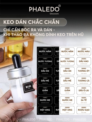 Tem Nhãn Decal Dán Hủ Đựng Gia Vị, Muối, Bột Ngọt, Đường Và Bình Đựng Dầu Ăn, Nước Mắm, Mật Ong, Nước Tương - PHAELDO