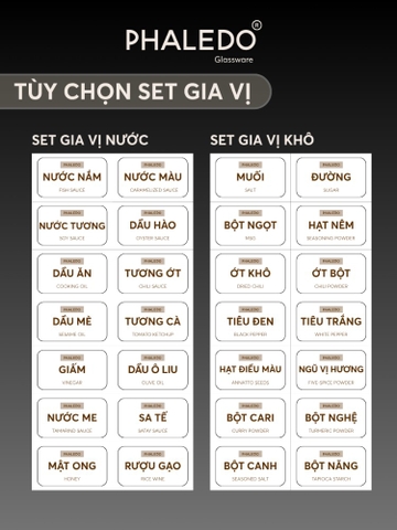 Tem Nhãn Decal Dán Hủ Đựng Gia Vị, Muối, Bột Ngọt, Đường Và Bình Đựng Dầu Ăn, Nước Mắm, Mật Ong, Nước Tương - PHAELDO