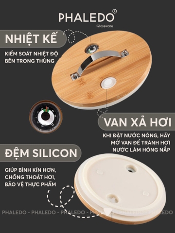 Bình Thủy Tinh Borosilicate Ủ Dưa Muối, Kim Chi, Củ Kiệu, Trái Cây Chua Ngọt, Dung Tích Lớn Phaledo (PL-0375)
