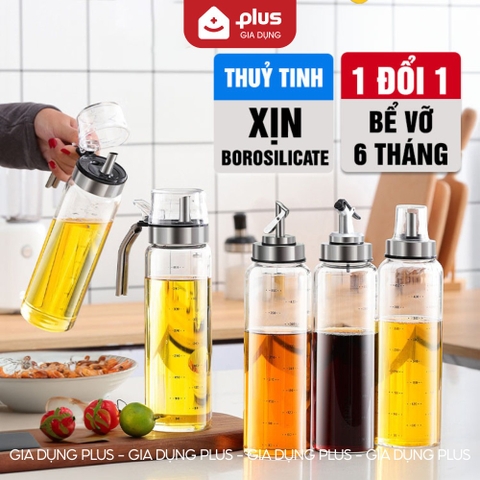 Chai Đựng Dầu Ăn, Bình Thủy Tinh Đựng Dầu Ăn, Nước Mắm,.. Thủy Tinh An Toàn Sức Khỏe, Chống Nhỏ Giọt