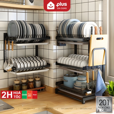 【Xả Kho】Kệ Để Chén Bát & Đĩa, Ly Cốc Đa Năng Đặt Bàn INOX SUS 201, Sơn Tĩnh Điện Không Gỉ ( 2 Tầng & 3 Tầng ) | Gia Dụng