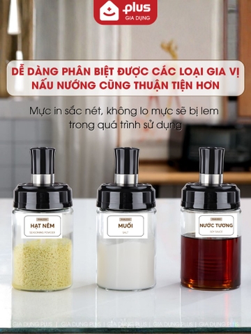Nhãn Dán Phân Loại Gia Vị Decal Dán Cho Hủ Gia Vị & Bình Dầu Ăn, Nước Mắm - Phaledo