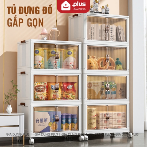 Tủ Đựng Đồ Gấp Gọn Đa Năng Nhiều Tầng (1-2-3-4-5 Tầng) Cao Cấp Có Nắp & Bánh Xe Lớn - LAZYDO (LZ-0545)