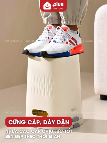 Thùng rác vuông 15L- Có vòng nén giữ túi rác thông minh, gọn gàng dùng cho nhà bếp, phòng khách