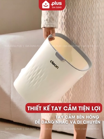 Thùng rác vuông 15L- Có vòng nén giữ túi rác thông minh, gọn gàng dùng cho nhà bếp, phòng khách