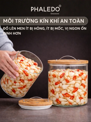Bình Thủy Tinh Borosilicate Ủ Dưa Muối, Kim Chi, Củ Kiệu, Trái Cây Chua Ngọt, Dung Tích Lớn Phaledo (PL-0375)