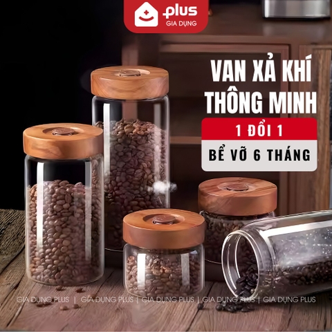 Hũ thủy tinh Borosilicate có van xả khí, hủ đựng thực phẩm kín khí cao cấp, chống ẩm mốc PHALEDO