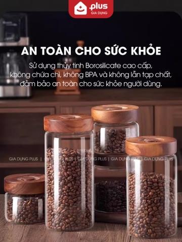 Hũ thủy tinh Borosilicate có van xả khí, hủ đựng thực phẩm kín khí cao cấp, chống ẩm mốc PHALEDO