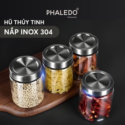 Hũ Thủy Tinh Borosilicate PHALEDO PL-0377 Nắp Inox 304 Kín Khí, Hũ Đựng Thực Phẩm Gia Vị Chống Ẩm Mốc