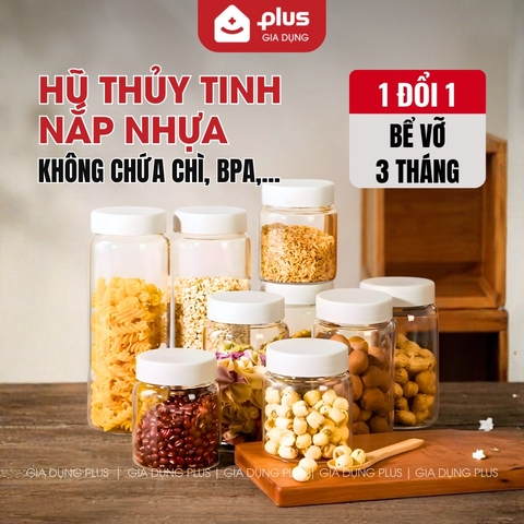 Hũ Thủy Tinh Borosilicate Nắp Nhựa, Hũ Đựng Thực Phẩm Đa Năng An Toàn Sức Khỏe PHALEDO ( HD-0376)