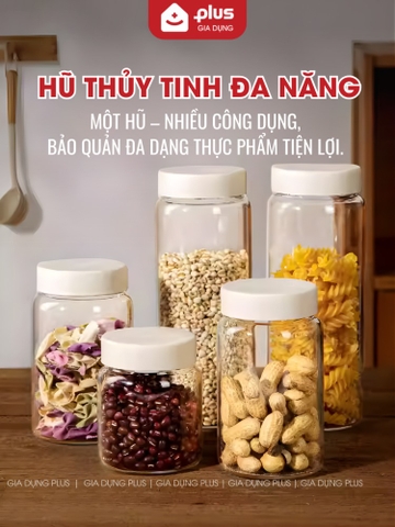 Hũ Thủy Tinh Borosilicate Nắp Nhựa, Hũ Đựng Thực Phẩm Đa Năng An Toàn Sức Khỏe PHALEDO ( HD-0376)