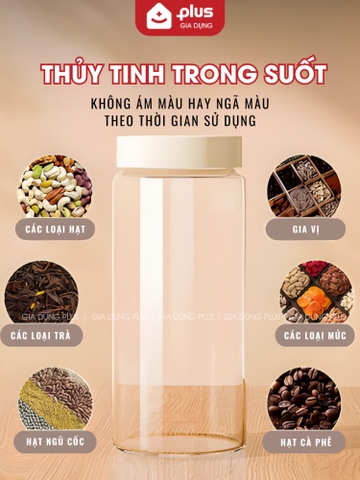 Hũ Thủy Tinh Borosilicate Nắp Nhựa, Hũ Đựng Thực Phẩm Đa Năng An Toàn Sức Khỏe PHALEDO ( HD-0376)