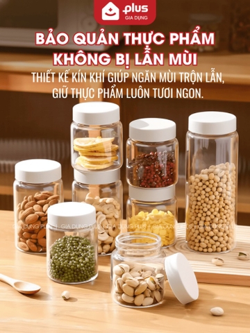 Hũ Thủy Tinh Borosilicate Nắp Nhựa, Hũ Đựng Thực Phẩm Đa Năng An Toàn Sức Khỏe PHALEDO ( HD-0376)
