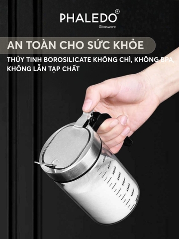 Hũ đựng gia vị thuỷ tinh borosilicate đa năng, nắp đậy inox 304 thông minh - Tặng kèm muỗng Phaledo P-0328
