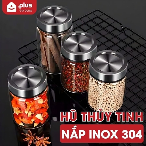 Hũ Thủy Tinh Nắp Inox304 Không Gỉ, Hũ Đựng Thực Phẩm Thủy Tinh Borosilicate An Toàn Sức Khỏe PHALEDO