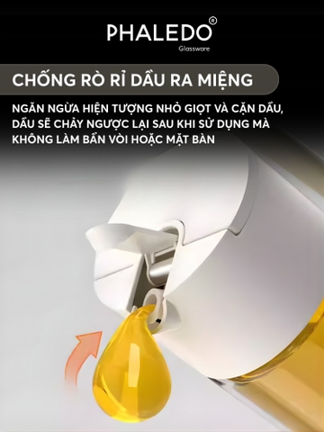 Chai Đựng Dầu Ăn, Nước Mắm Thuỷ Tinh Borosilicate Cao Cấp Mở Nắp Tiện Lợi LISSAxPHALEDO (PL-0344)