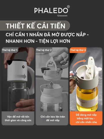Chai Đựng Dầu Ăn, Nước Mắm Thuỷ Tinh Borosilicate Cao Cấp Mở Nắp Tiện Lợi LISSAxPHALEDO (PL-0344)