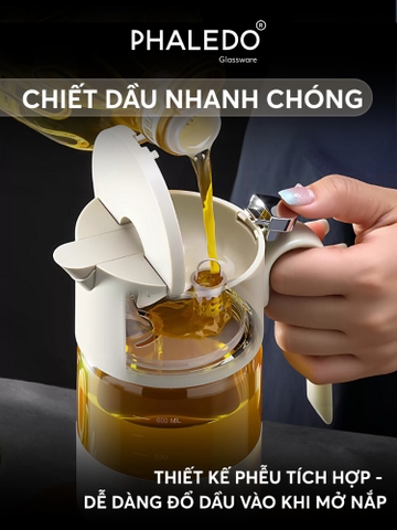 Chai Đựng Dầu Ăn, Nước Mắm Thuỷ Tinh Borosilicate Cao Cấp Mở Nắp Tiện Lợi LISSAxPHALEDO (PL-0344)