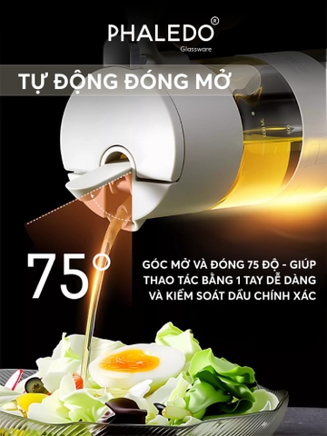 Chai Đựng Dầu Ăn, Nước Mắm Thuỷ Tinh Borosilicate Cao Cấp Mở Nắp Tiện Lợi LISSAxPHALEDO (PL-0344)