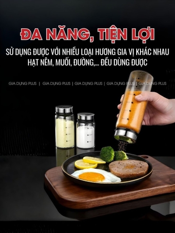 Lọ Rắc Gia Vị Thủy Tinh, Hủ Gia Vị 3 Chế Độ Rắc,Xoay 360, Thủy Tinh Cao Cấp An Toàn Sức Khỏe PHALEDO