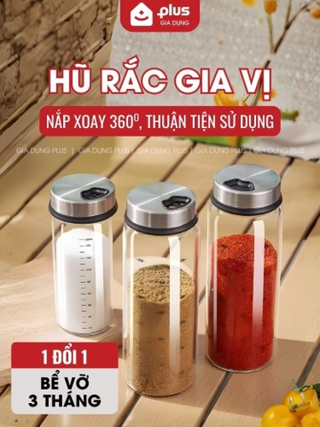 Lọ Rắc Gia Vị Thủy Tinh, Hủ Gia Vị 3 Chế Độ Rắc,Xoay 360, Thủy Tinh Cao Cấp An Toàn Sức Khỏe PHALEDO