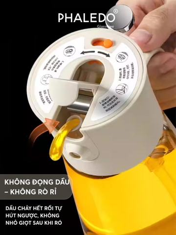 Chai Đựng Dầu Ăn Thuỷ Tinh Borosilicate Phun Rót Đa Năng LISSAxPHALEDO (PL-0342)
