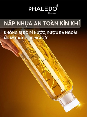 Bình Đựng Nước, Rượu Thủy Tinh borosilicate Cao Cấp Đa Năng Nắp Kín Khí Phaledo (PL-0932)