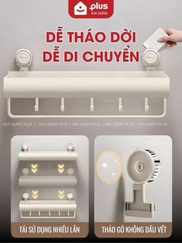 Kệ Đa Năng Cốc Hút Không Khoan Đục Chịu Tải 30Kg - Kệ Nhà Tắm Thép Carbon Không Gỉ Tiện Lợi