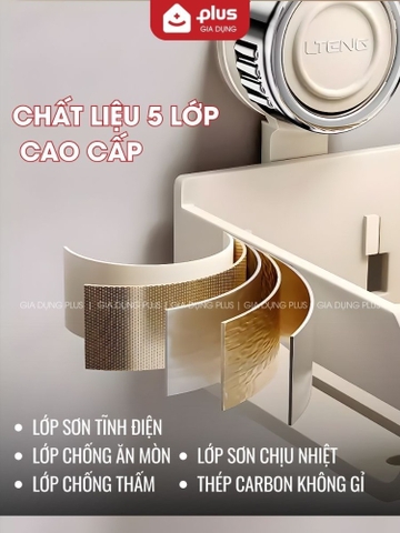 Kệ Đa Năng Cốc Hút Không Khoan Đục Chịu Tải 30Kg - Kệ Nhà Tắm Thép Carbon Không Gỉ Tiện Lợi
