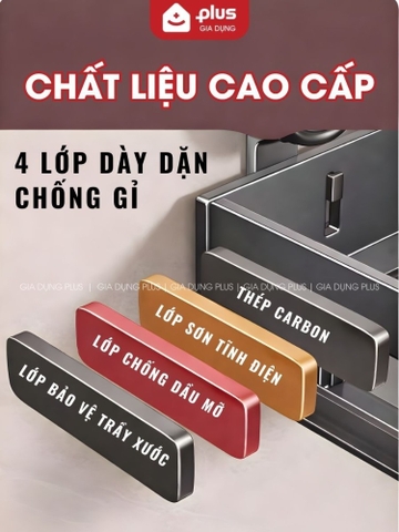 Kệ Đựng Đồ Rửa Chén Không Khoan Tường, Thép Carbon Cao Cấp, Kệ Nhà Bếp Đa Năng, Không Gỉ Sét