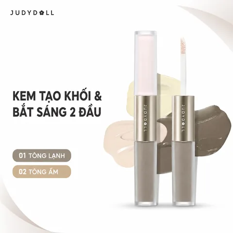 Kem Tạo Khối & Bắt Sáng Judydoll 2 Đầu Liquid Highlighter & Contour Duo 4,8g