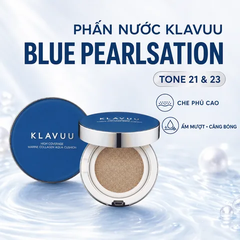 Phấn Nước Klavuu Blue Pearlsation High Coverage Marine Collagen Aqua
