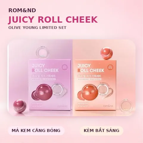 Set Má Kem Và Bắt Sáng Romand Juicy Roll Cheek (Olive Young Limited Edition) (HSD 02/2028)