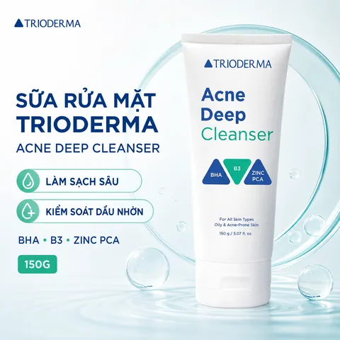 Sữa Rửa Mặt Sạch Sâu, Kiểm Soát Dầu Nhờn Trioderma Acne Deep Cleanser 150g