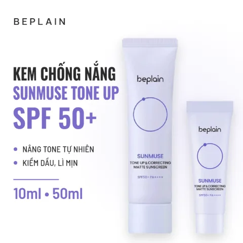 Kem Chống Nắng Beplain Sunmuse Tone Up & Correcting Matte Sunscreen SPF50+ (Tím Nhạt)