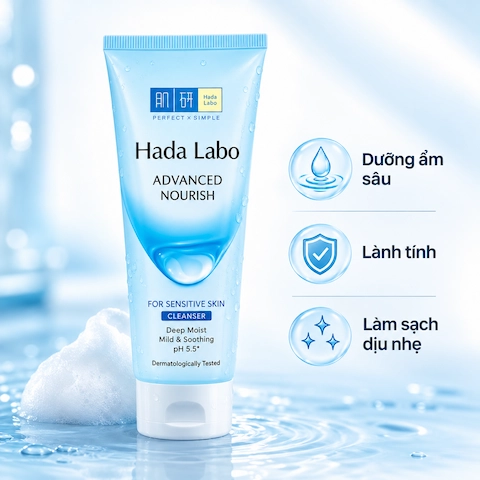 Gel Rửa Mặt Hada Labo Dưỡng Ẩm Cho Da Nhạy Cảm Advanced Nourish For Sensitive 80g